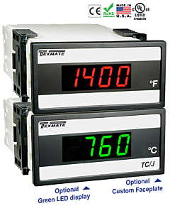 Texmate DX-35-TC-JF Thermocouple Temperature Meter 3 1/2 Digit with 0.56” or 0.8" LEDs in a 1/8 DIN Case