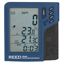 Reed Instruments R9450-NIST Carbon Monoxide Monitor w/Temp & Humidity & NIST Calibration